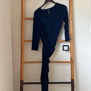 BRAND NEW W/ TAGS NORMA KAMALI Diana DressElegant Navy Blue Draped